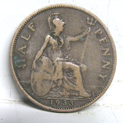 1933 half penny coin george - 1933,