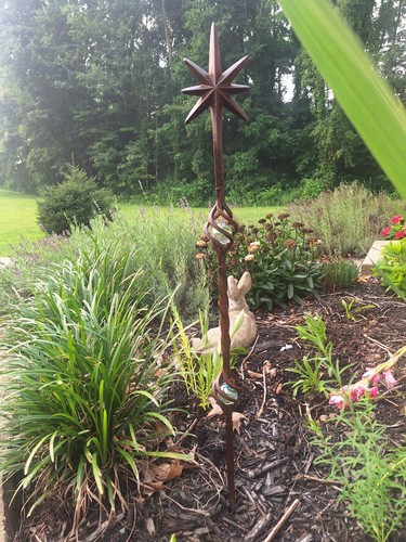 Rusty metal garden stakes - metal,
