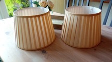 Pair Of Lampshades Pleated Cream & Butter Yellow In Colour