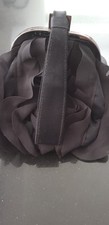 Ben de Lisi Ladies Evening Bag With A Carry Handle Black Chiffon Ruffled Effect