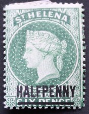 St Helena 1884 QV Halfpenny opt SG 34 mint