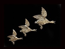 3 Large Vintage Embossed Brass