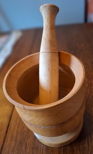 Wooden mortar and pestle - mortar,