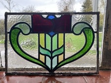 Gorgeous Antique Art Deco Stained Glass Window Panel