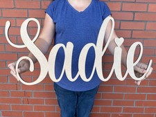 Personalised Wooden Name Large Wall Sign Room Décor Nursery Plaque Word Coloured