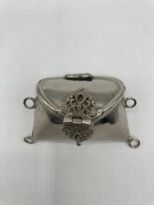 Vintage Silver Plated Chatelaine Coin Purse Ornate with Velvet Interior