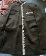 Men’s Boys Black Nehru Indian Suit Jacket Size Small 