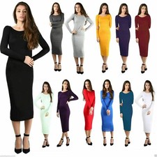 Women Long Sleeve Midi Dress