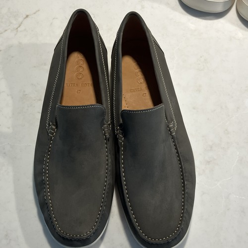 Ecco men gray leather - men, slip-on