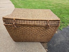 Vtg HUGE Wicker Storage Trunk