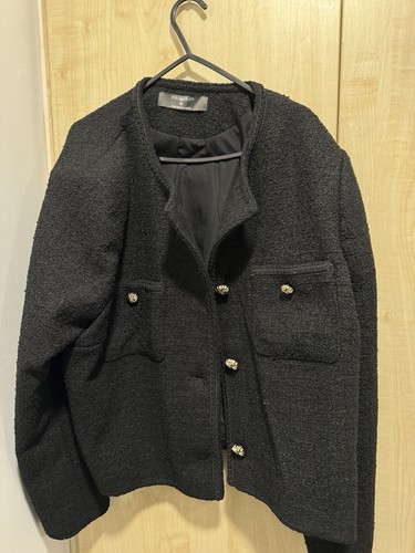 Black bouclé tweed - black,