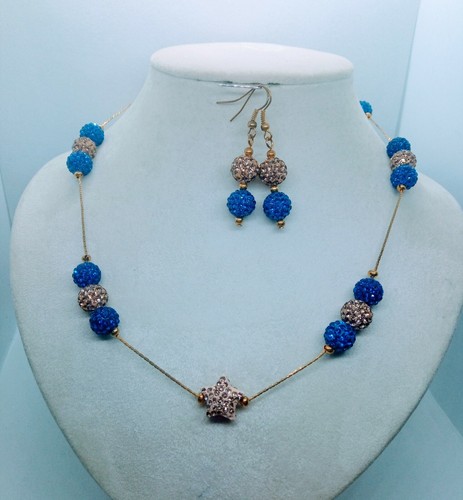 Navy shamballa necklace - shamballa,