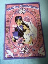 Vintage Collectable Wedding Anniversaries Tea Towel Diamond Gold Ruby Platinum