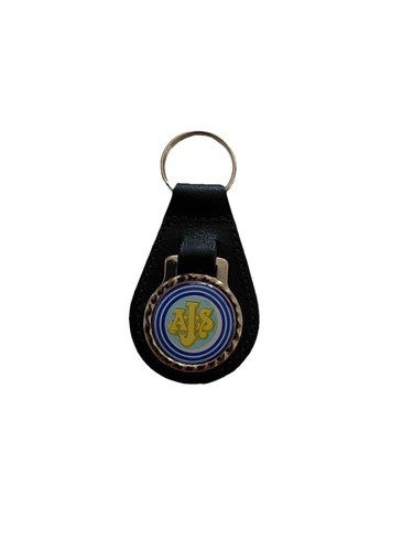 Black leather keyring fob - black,
