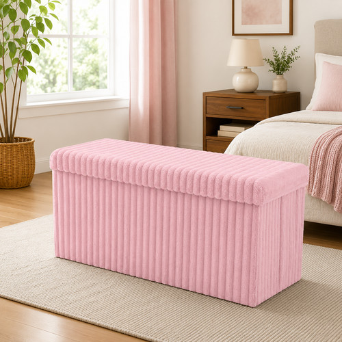 Ribbed ottoman storage box - ottoman,
