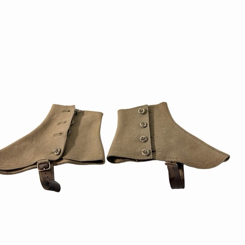Vtg wool leather spats button - wool,