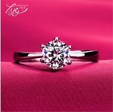 925 Silver plated Shinny Engagement Ring Women Beautiful Gift 