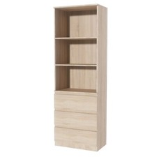 3 Tier Bookcase with Shelving Drawers for Storage Bookshelf Living Room Office