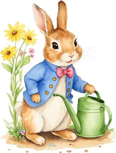 Peter rabbit flower wall art - rabbit,
