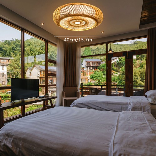 Asian art pendant lamp bamboo - asian,
