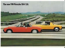 VW-Porsche 914 2.0 1972-1973 UK Market Foldout Sales Brochure Inc. 1.7