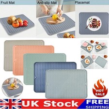 Silicone Dish Draining Mat Kitchen Pans Washing Up Drainer Tray Drying Board Pad