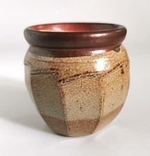 Richard Batterham Studio Pottery Stoneware Salt Glazed Cut Sided Jam Jar (D)