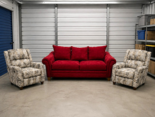 Red sofa set 2 floral - red,