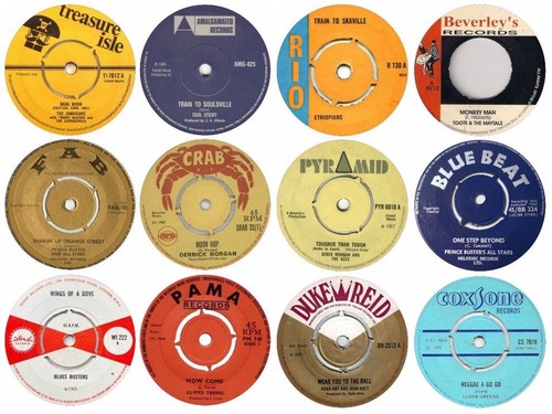 Reggae record labels x12 - reggae, 50mm