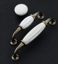 White Crackle Glaze Ceramic Bathroom Cupboard Door Drawer Handle Knob 