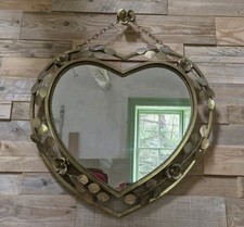 Antique Vintage Metal Heart Floral Mirror. Collect for discount