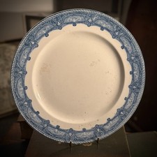 Antique Newhall Hanley England Blue White Transferware Dinner Plate Farmhouse