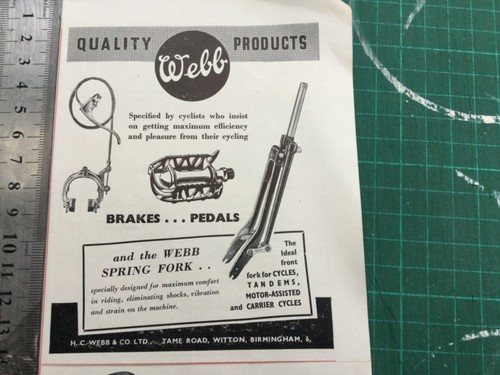 1953 webb spring forks cycles - webb,