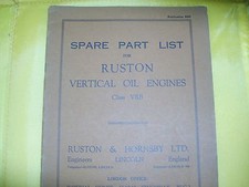 Ruston and Hornsby VRB spare parts manual     ---book