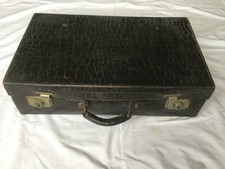 Vintage dark brown crocodile leather suitcase