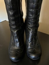 Bertie black leather full length boots Vintage Lace Up Zip Victorian 40 7