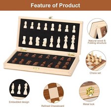 39X39cm Large Wooden Chess Set Folding Chessboard Magnetic Piece Wood Board Game