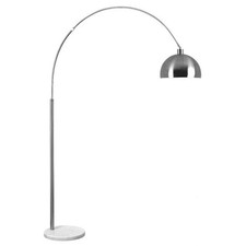 Curva Satin Nickel Floor Lamp with White Marble Base