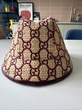 GUCCI Raffia Straw Hat GG Size L 59cm Italy Logo GG Bucket Hat Summer