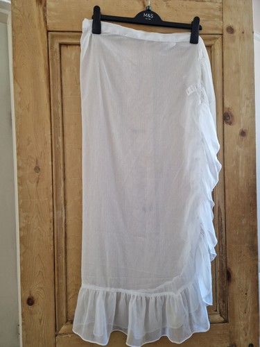 White ruffle sarong skirt - white,