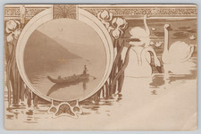 Art Nouveau Postcard Swans