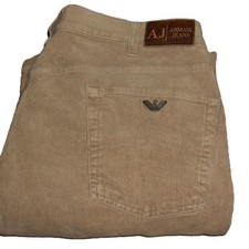 Armani Jeans J14 Regular Fit Straight Stretch Corduroy W40 L34 Beige Mens Cords