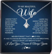 Gift for Wife From Husband Silver Necklace Love Message Anniversary Birthday