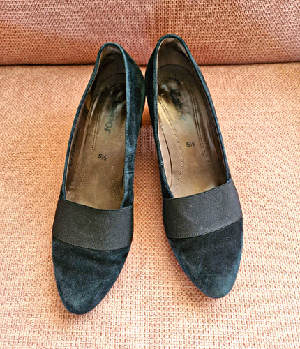 Gabor black suede court - suede,
