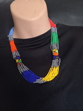 Zulu Glass Beaded Necklace Multicoloured Handmade in KZN South Africa