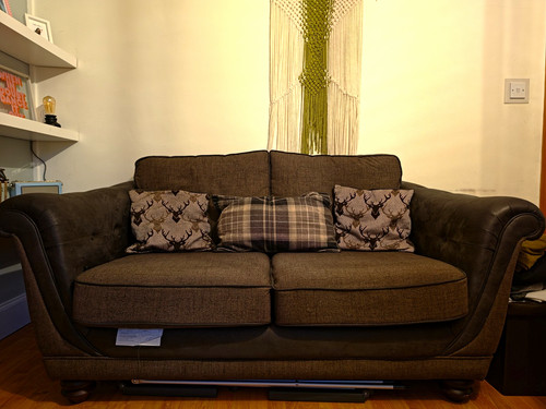 Scs brown fabric seater sofa - scs, 2