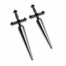 Dagger Sword Earrings Black