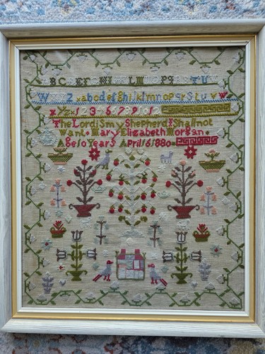 Victorian needlework sampler - needlework,