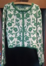 Zara Cream and Green Floral Cardigan Size XL? L M