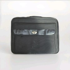 Antler Laptop Bag Shoulder Messenger Case Briefcase Black Leather And Canvas 17"